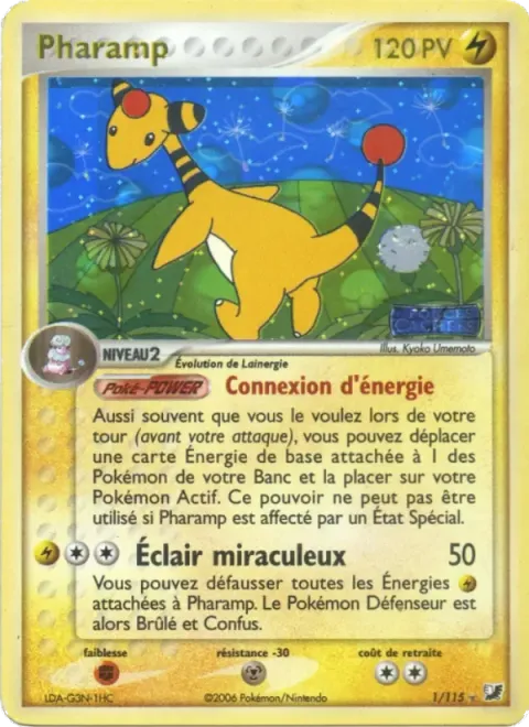 Carte Pokémon Pharamp 001/115, extension EX Forces Cachées