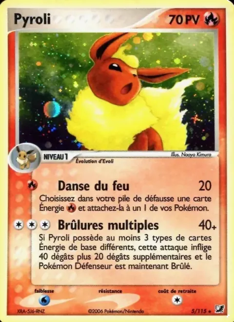 Carte Pokémon Pyroli 005/115, extension EX Forces Cachées
