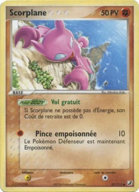 Carte Pokémon Scorplane 057/115, extension EX Forces Cachées