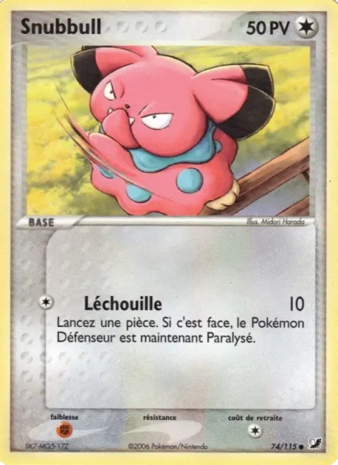 Carte Pokémon Snubbull 074/115, extension EX Forces Cachées