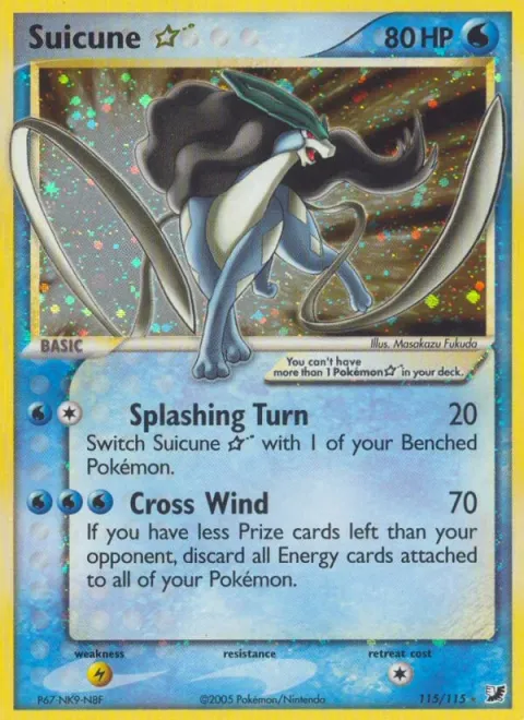 Carte Pokémon Suicune ☆ 115/115, extension EX Forces Cachées