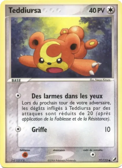 Carte Pokémon Teddiursa 077/115, extension EX Forces Cachées