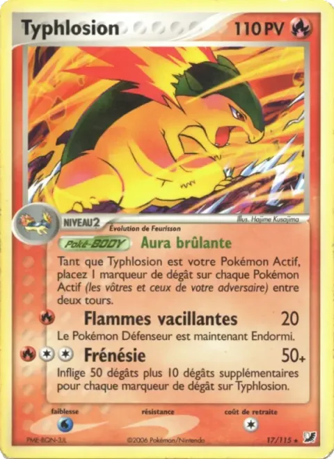 Carte Pokémon Typhlosion 017/115, extension EX Forces Cachées