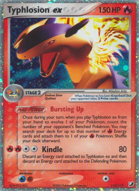 Carte Pokémon Typhlosion ex 110/115, extension EX Forces Cachées