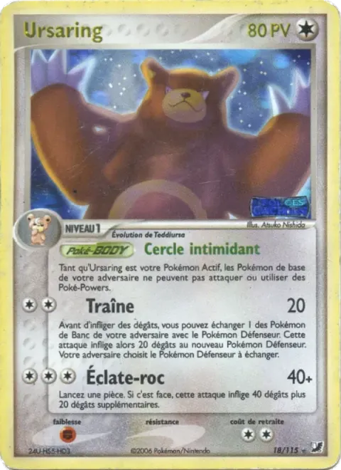 Carte Pokémon Ursaring 018/115, extension EX Forces Cachées