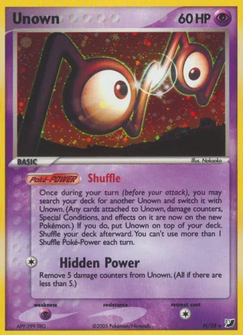 Carte Pokémon Zarbi N, extension EX Forces Cachées