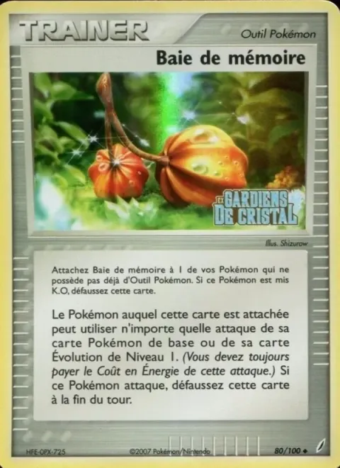 Carte Pokémon Baie de mémoire 080/100, extension EX Gardiens de Cristal