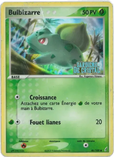 Carte Pokémon Bulbizarre 046/100, extension EX Gardiens de Cristal