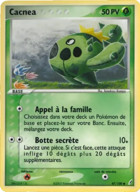 Carte Pokémon Cacnea 047/100, extension EX Gardiens de Cristal