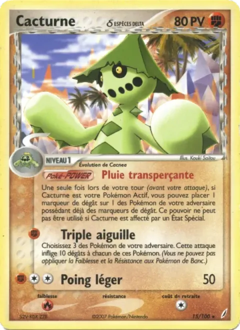 Carte Pokémon Cacturne δ 015/100, extension EX Gardiens de Cristal