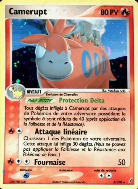Carte Pokémon Camérupt 003/100, extension EX Gardiens de Cristal