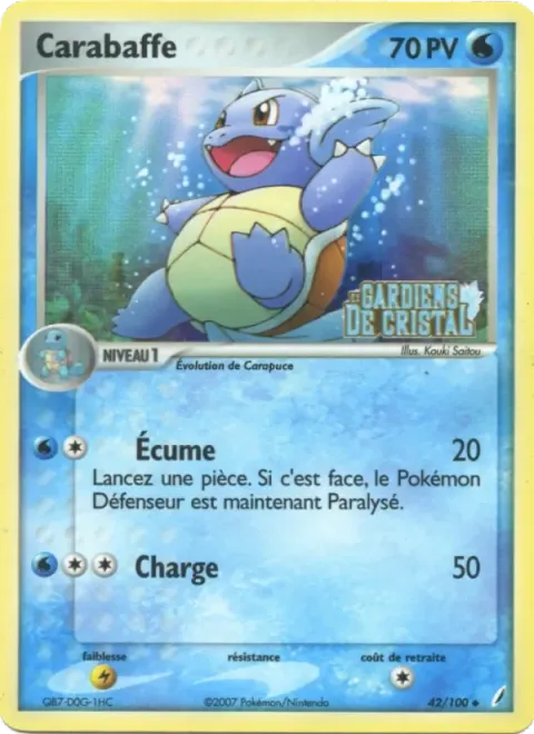 Carte Pokémon Carabaffe 042/100, extension EX Gardiens de Cristal
