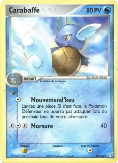 Carte Pokémon Carabaffe 043/100, extension EX Gardiens de Cristal
