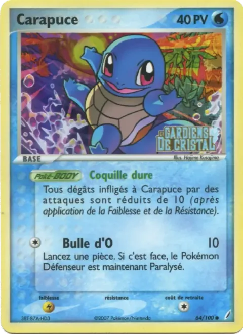 Carte Pokémon Carapuce 064/100, extension EX Gardiens de Cristal