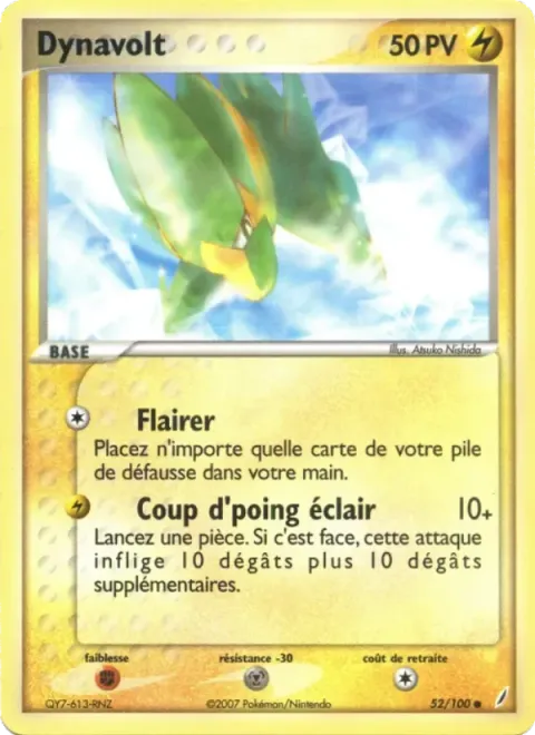 Carte Pokémon Dynavolt 052/100, extension EX Gardiens de Cristal