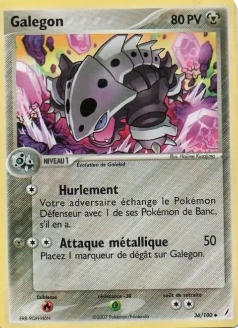 Carte Pokémon Galegon 036/100, extension EX Gardiens de Cristal