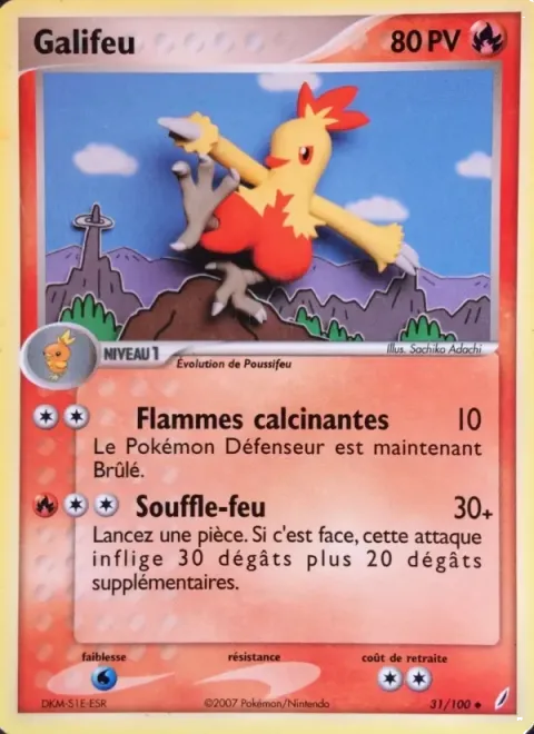 Carte Pokémon Galifeu 031/100, extension EX Gardiens de Cristal