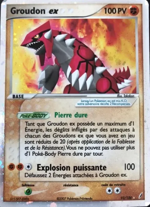 Carte Pokémon Groudon ex 093/100, extension EX Gardiens de Cristal