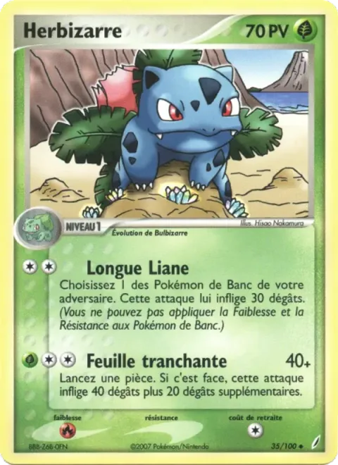 Carte Pokémon Herbizarre 035/100, extension EX Gardiens de Cristal