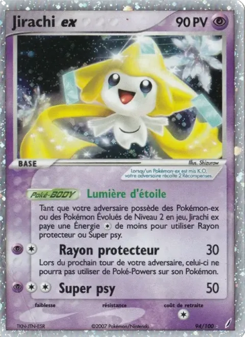 Carte Pokémon Jirachi ex 094/100, extension EX Gardiens de Cristal