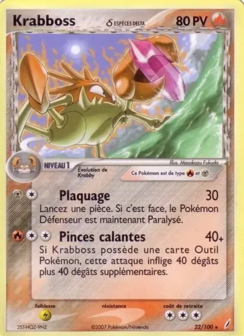 Carte Pokémon Krabboss δ 022/100, extension EX Gardiens de Cristal