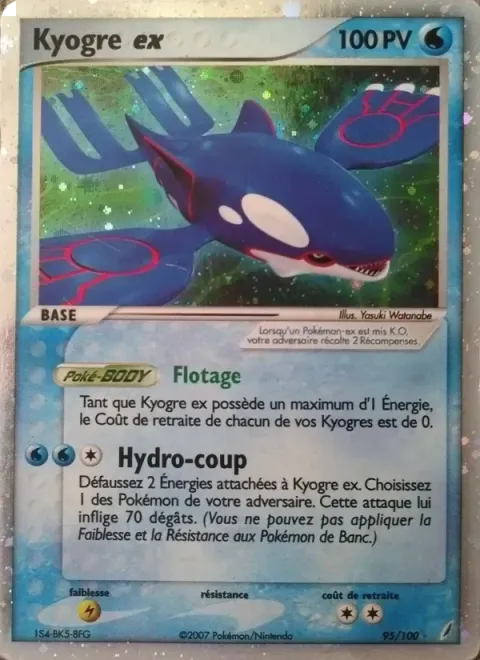 Carte Pokémon Kyogre ex 095/100, extension EX Gardiens de Cristal