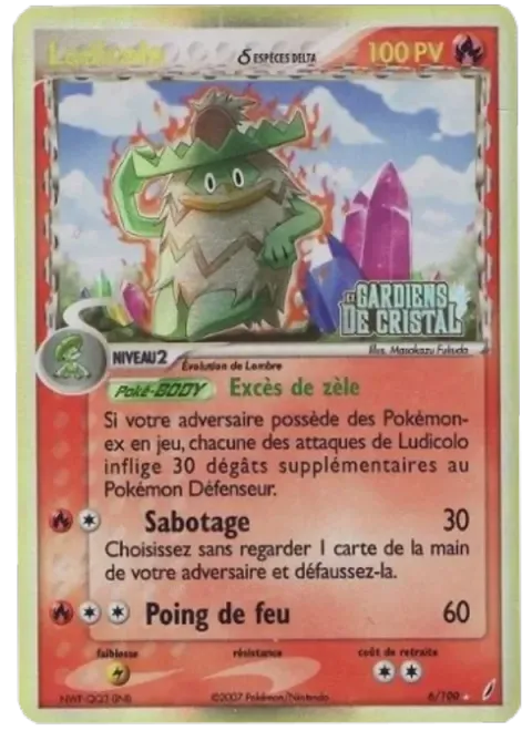 Carte Pokémon Ludicolo δ 006/100, extension EX Gardiens de Cristal