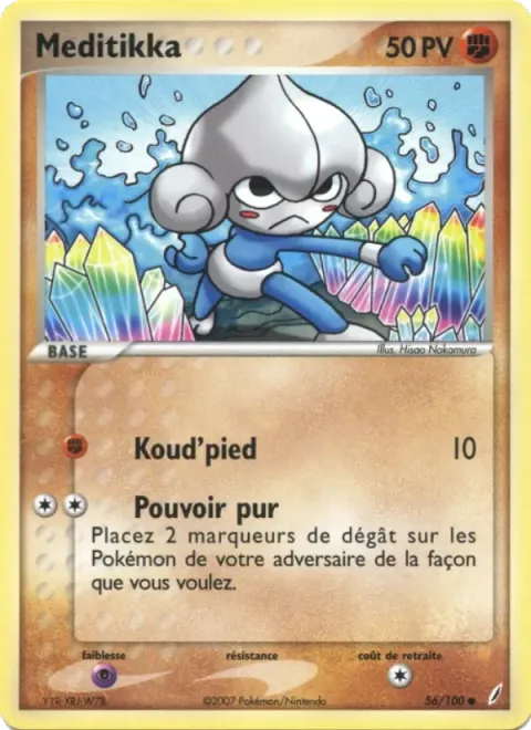 Carte Pokémon Méditikka 056/100, extension EX Gardiens de Cristal