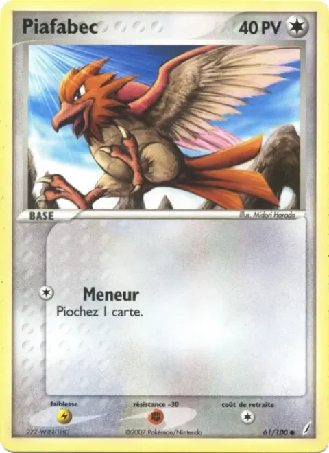 Carte Pokémon Piafabec 061/100, extension EX Gardiens de Cristal