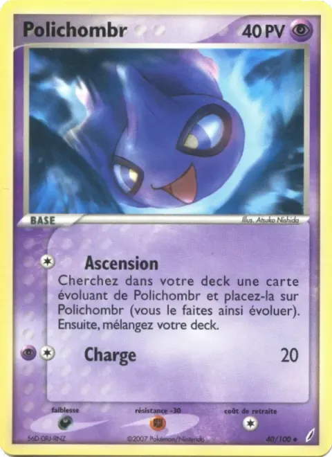 Carte Pokémon Polichombr 040/100, extension EX Gardiens de Cristal