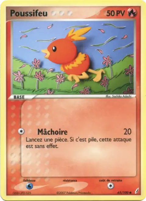 Carte Pokémon Poussifeu 065/100, extension EX Gardiens de Cristal