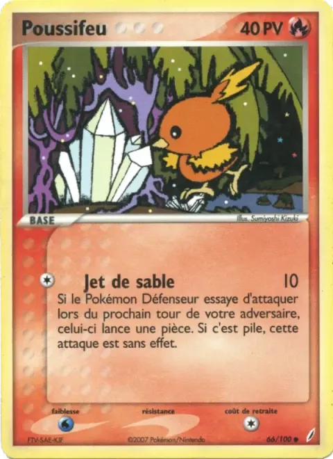 Carte Pokémon Poussifeu 066/100, extension EX Gardiens de Cristal