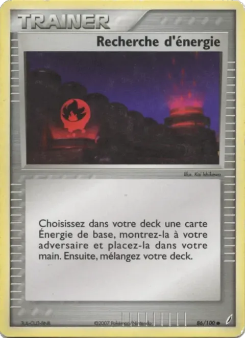 Carte Pokémon Recherche d’énergie 086/100, extension EX Gardiens de Cristal