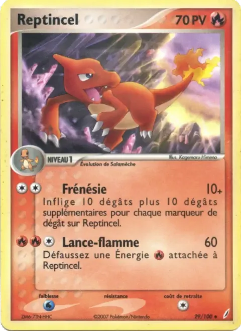Carte Pokémon Reptincel 029/100, extension EX Gardiens de Cristal