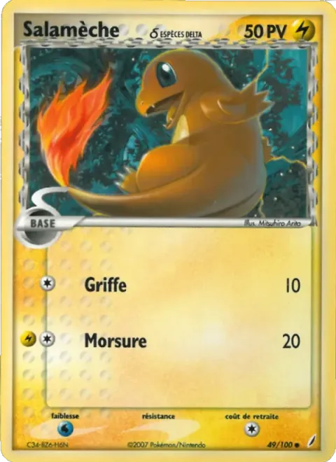 Carte Pokémon Salamèche δ 049/100, extension EX Gardiens de Cristal