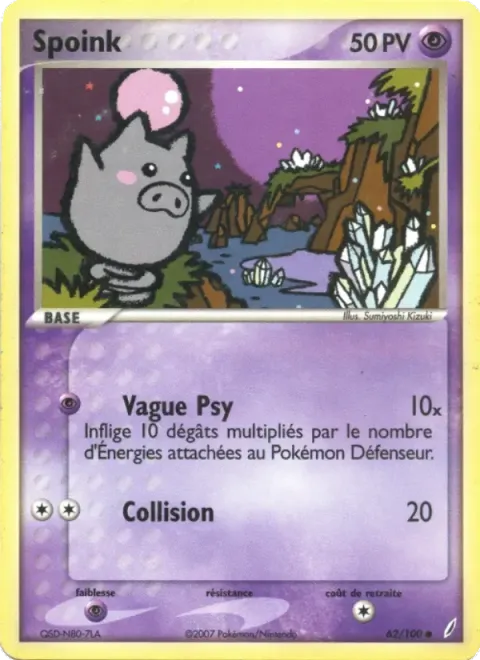 Carte Pokémon Spoink 062/100, extension EX Gardiens de Cristal