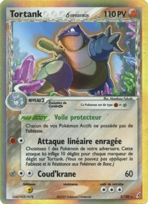Carte Pokémon Tortank δ 002/100, extension EX Gardiens de Cristal