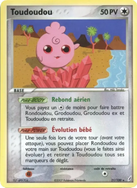 Carte Pokémon Toudoudou 021/100, extension EX Gardiens de Cristal