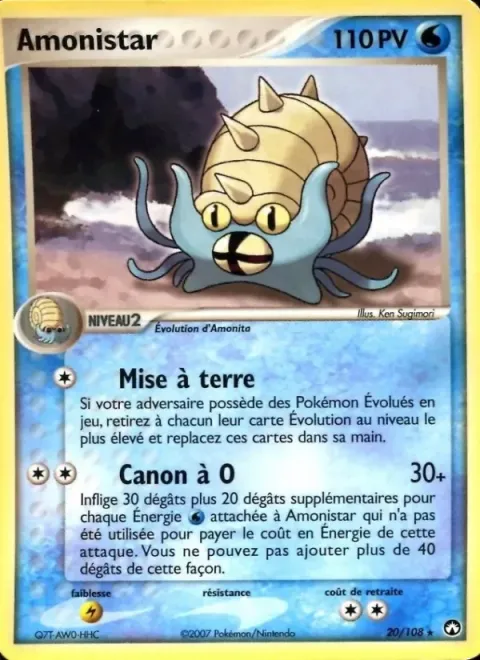 Carte Pokémon Amonistar 020/108, extension EX Gardiens du Pouvoir