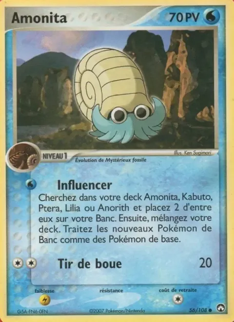 Carte Pokémon Amonita 056/108, extension EX Gardiens du Pouvoir