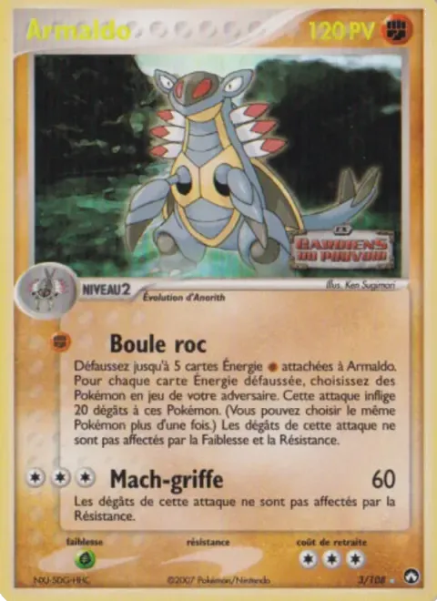 Carte Pokémon Armaldo 003/108, extension EX Gardiens du Pouvoir
