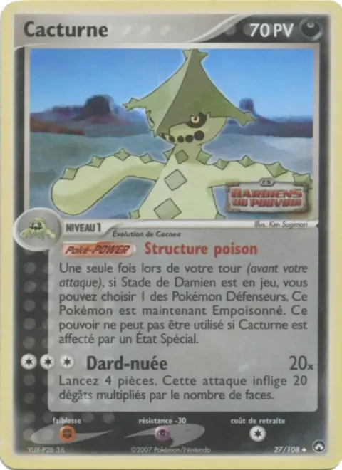 Carte Pokémon Cacturne 027/108, extension EX Gardiens du Pouvoir
