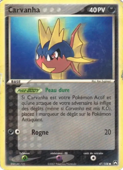 Carte Pokémon Carvanha 047/108, extension EX Gardiens du Pouvoir