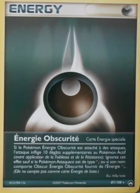 Carte Pokémon Énergie Obscurité 087/108, extension EX Gardiens du Pouvoir