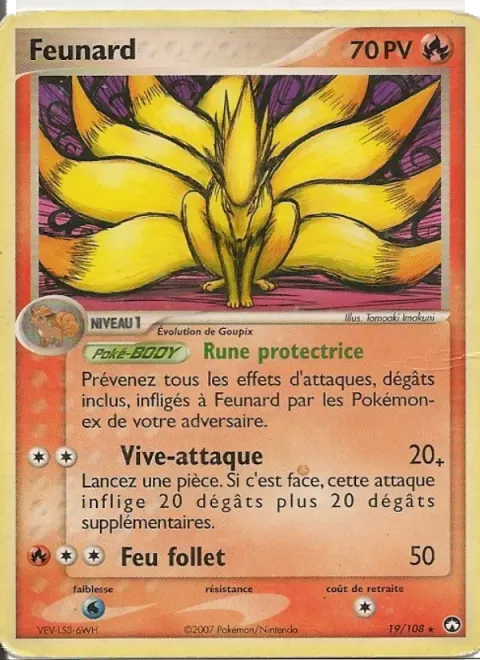 Carte Pokémon Feunard 019/108, extension EX Gardiens du Pouvoir