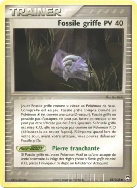 Carte Pokémon Fossile griffe 084/108, extension EX Gardiens du Pouvoir