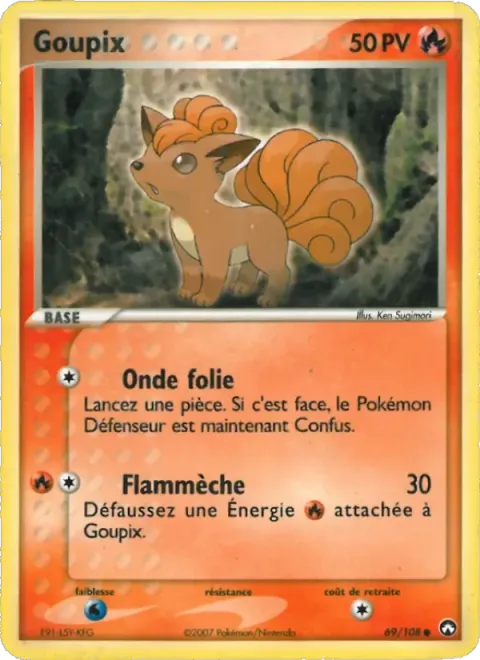 Carte Pokémon Goupix 069/108, extension EX Gardiens du Pouvoir