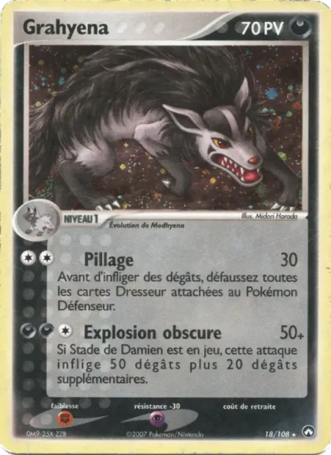Carte Pokémon Grahyèna 018/108, extension EX Gardiens du Pouvoir