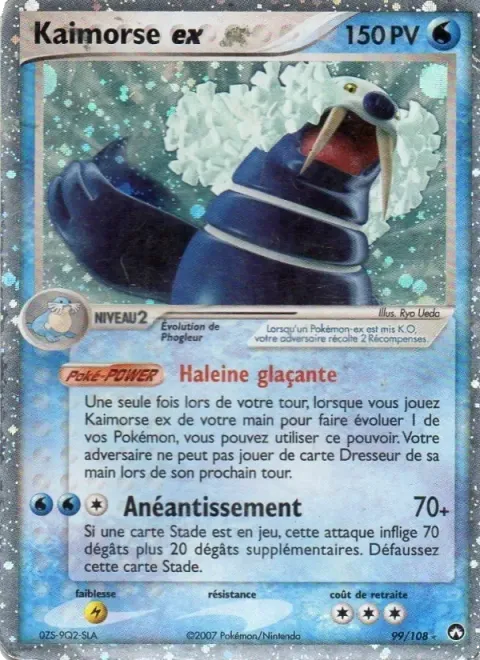 Carte Pokémon Kaimorse ex 099/108, extension EX Gardiens du Pouvoir