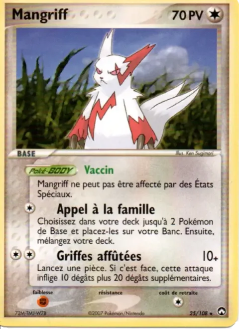Carte Pokémon Mangriff 025/108, extension EX Gardiens du Pouvoir
